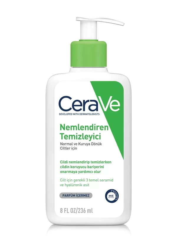 CeraVe Nemlendiren Temizleyici Normal ve Kuruya Dönük Ciltler İçin 236 ml tum ciltlere uygun temizleme bakim cilt yuz