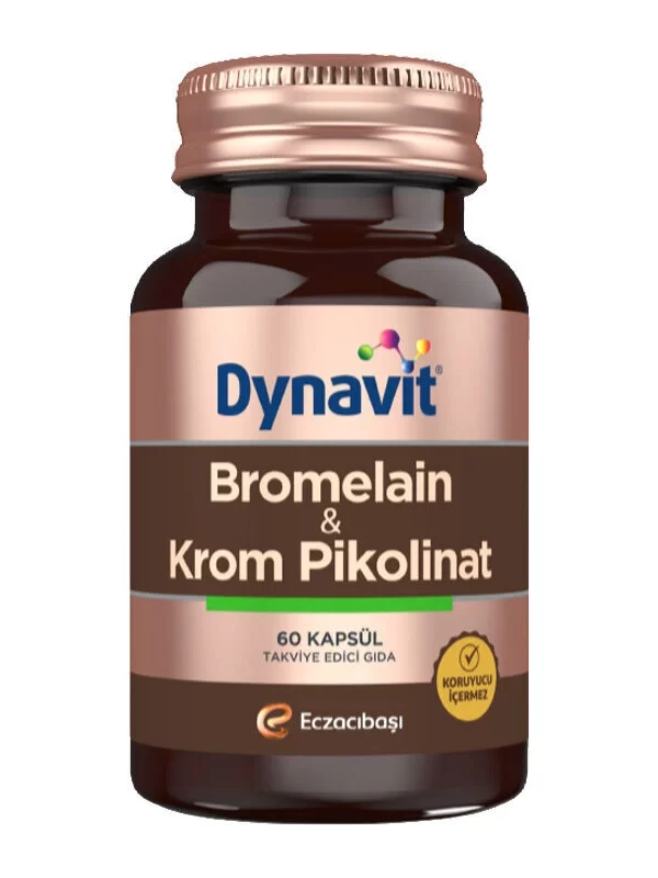 Dynavit Bromelain ve Krom Pikolinat İçeren Takviye Edici Gıda 60 Kapsül vitamin takviye mineral saglik