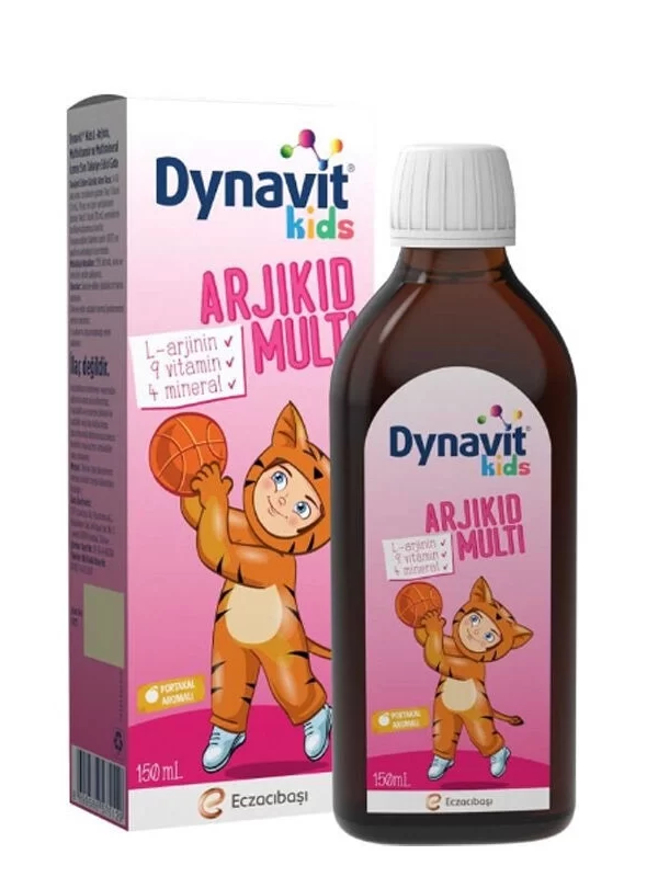 Dynavit Kids Arjikid Multi Portakal İçerikli Takviye Edici Gıda 150 ml multivitamin mineral vitamin cocuk takviye surup