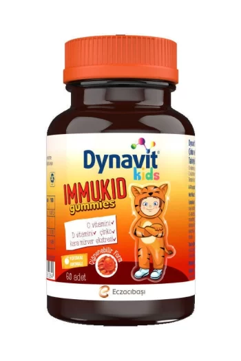 Dynavit Kids Immukid Gummies 60 Adet Çiğnenebilir Form c vitamini d vitamini cinko kara mürver takviye vitamin