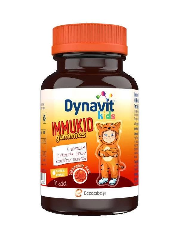 Dynavit Kids Immukid Gummies 60 Adet Çiğnenebilir Form c vitamini d vitamini cinko kara mürver takviye vitamin