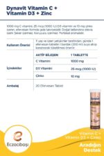 Dynavit Vitamin C + Vitamin D3 + Çinko Efervesan 20 Tablet vitamin takviye mineral