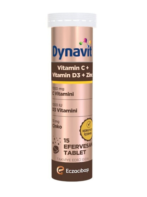 Eczacıbaşı Dynavit Vitamin C + D3 Takviye Edici Gıda 15 Efervesan Tablet vitamin multivitamin takviye mineral