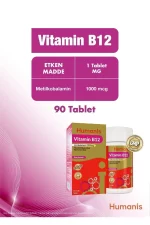 Humanis Vitamin B12 İçeren Dilaltı Takviye Edici Gıda 1000 mcg 90 Tablet vitamin takviye mineral b12