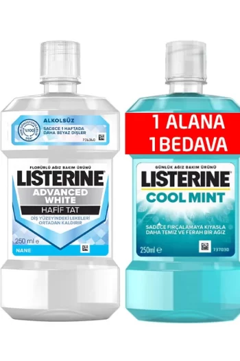 Listerine Advanced White 250 ml + Cool Mint 250 ml HEDİYE agiz bakim su