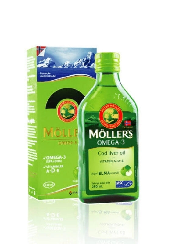 Möllers Omega 3 Balık Yağı Sıvı Formu 250 ml Elmalı takviye mineral vitamin saglik