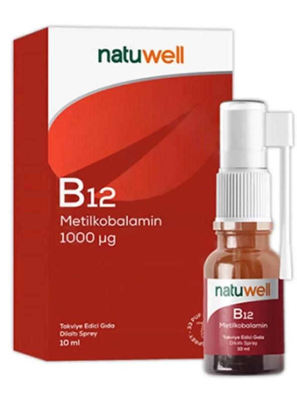 Natuwell B12 1000 ug Takviye Edici Gıda Dilaltı Sprey 10 ml takviye mineral vitamin saglik orjinal urun