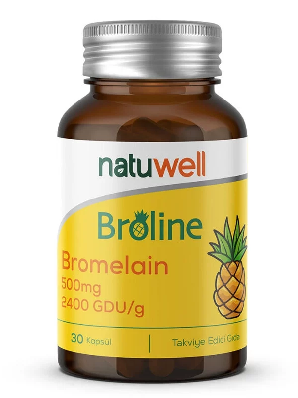 Natuwell Broline Bromelain 500 mg Takviye Edici Gıda 30 Kapsül