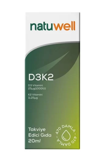 Natuwell D3K2 Damla 20 ml vitamin takviye mineral d3k2 saglik