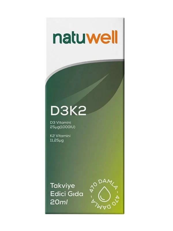 Natuwell D3K2 Damla 20 ml vitamin takviye mineral d3k2 saglik