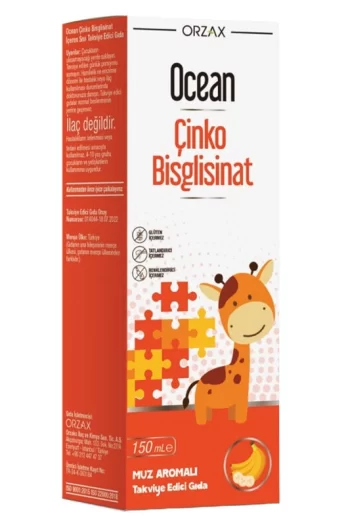 Orzax Ocean Çinko Bisglisinat Muz Aromalı Şurup 150 ml