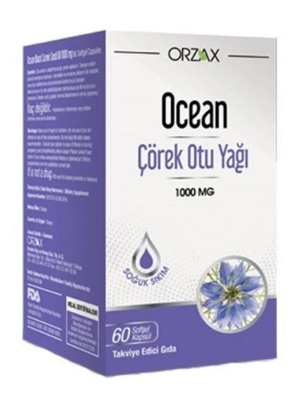 Orzax Ocean Çörek Otu Yağı 60 Kapsül takviye gida vitamin mineral saglik