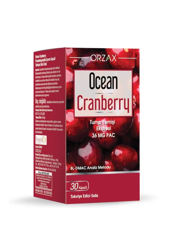 Orzax Ocean Cranberry Turna Yemişi Ekstresi Takviye Edici Gıda 30 Kapsül