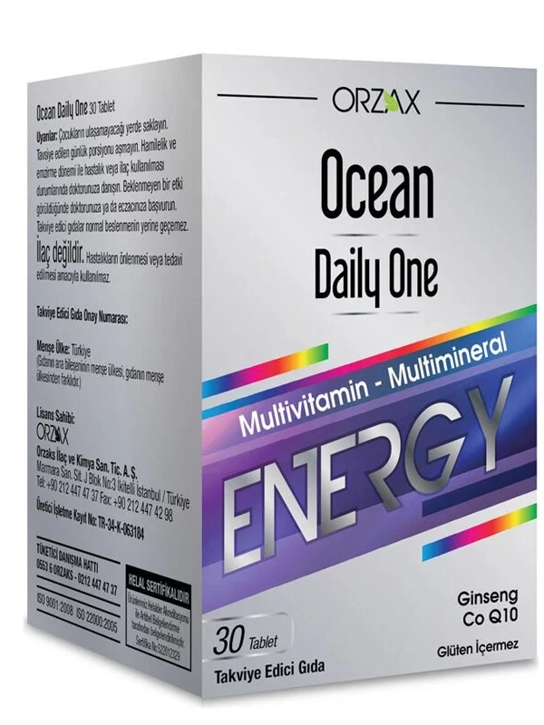 Orzax Ocean Daily One Energy 30 Tablet multivitamin vitamin takviye saglik