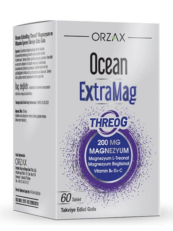 Orzax Ocean ExtraMag Threog Takviye Edici Gıda 60 Tablet multivitamin vitamin takviye saglik mineral