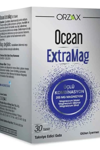 Orzax Ocean ExtraMag Üçlü Kombinasyonu 30 Tablet magnezyum vitamim mineral saglik orjinal urun