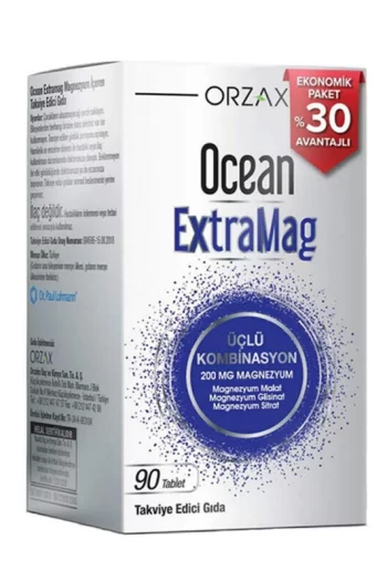 Orzax Ocean ExtraMag Üçlü Magnezyum Kombinasyonu 90 Tablet