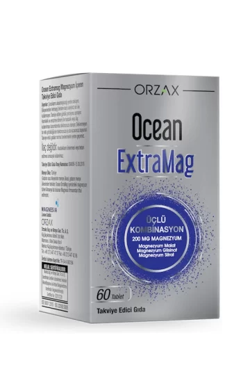 Orzax Ocean ExtraMag Üçlü Magnezyum Kombinasyonu Takviye Edici Gıda 60 Tablet