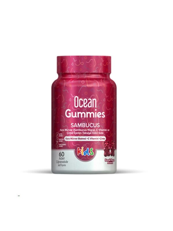 Orzax Ocean Gummies Sambucus Kids Takviye Edici Gıda 60 Adet Çiğnenebilir Jel Form cocuk takviye mineral vitamin