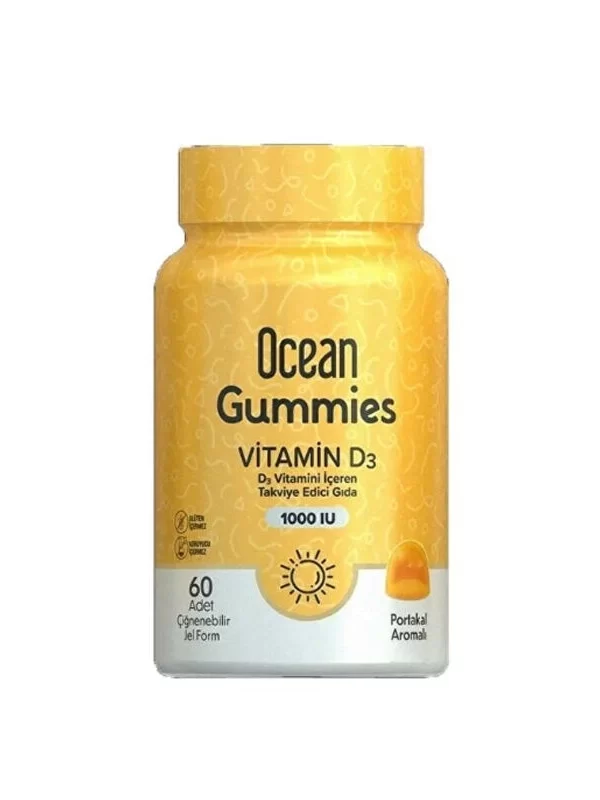 Orzax Ocean Gummies Vitamin D3 1000 IU D3 Vitamini İçeren Takviye Edici Gıda 60 Adet