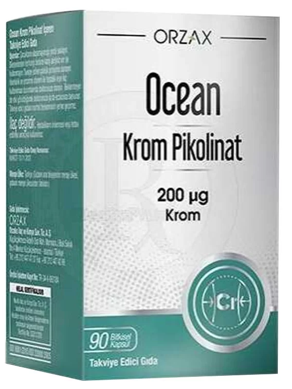 Orzax Ocean Krom Pikolinat 200 mcg Bitkisel 90 Kapsül takviye vitamin mineral orjinal urun