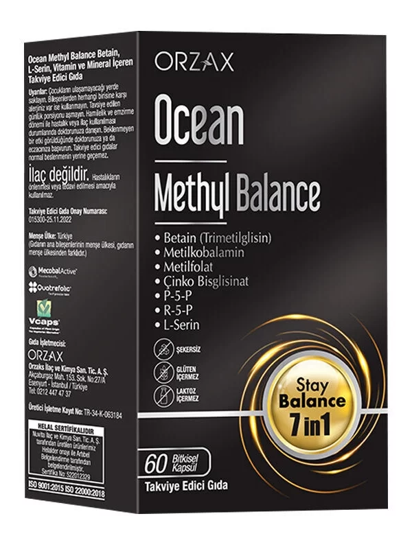 Orzax Ocean Methyl Balance Takviye Edici Gıda 60 Kapsül vitamin multivitamin orjinal urun