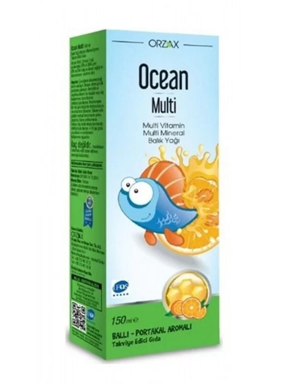 Orzax Ocean Multi Şurup 150 ml Ballı Portakallı multivitamin takviye mineral cocuk