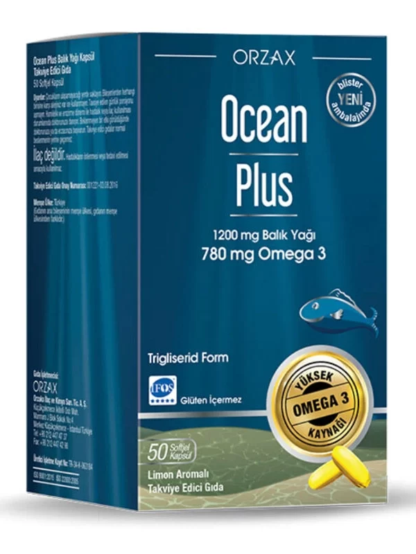 Orzax Ocean Plus Balık Yağı 1200 mg 50 Kapsül