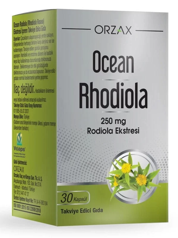 Orzax Ocean Rhodiola Kapsül 250 mg 30 Kapsül takviye mineral multivitamin