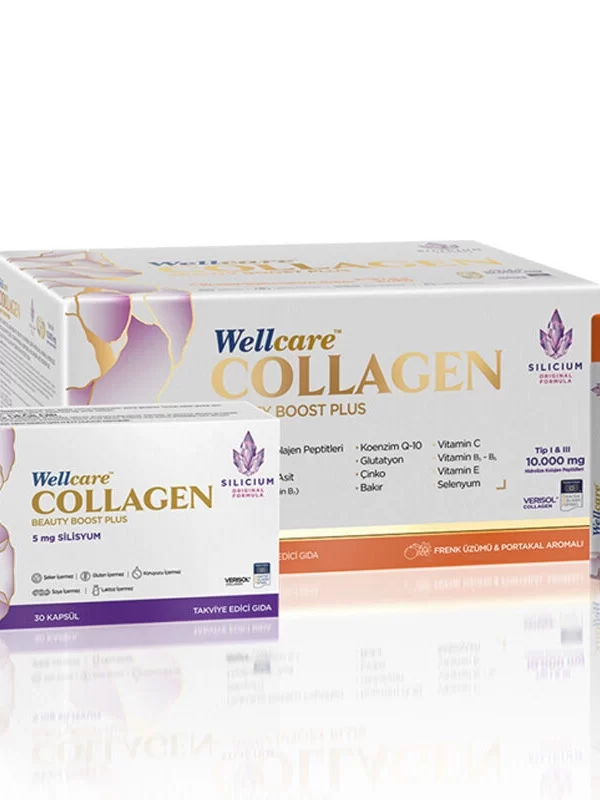 Wellcare Collagen Beauty Boost Plus 10 000 mg Frenk Üzümü ve Portakal Aromalı 30 Tüp ve 30 Kapsül