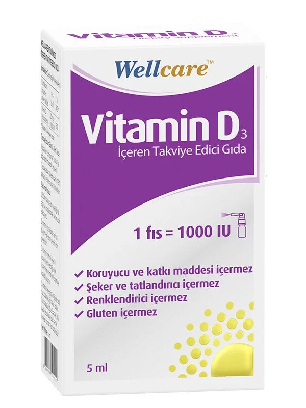 Wellcare Vitamin D3 1000 IU Sprey Takviye Edici Gıda 5 ml