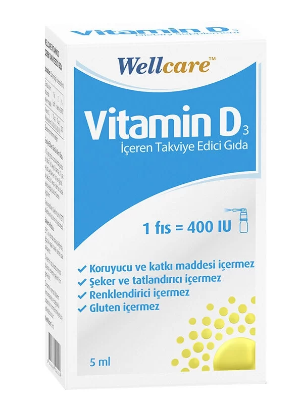 Wellcare Vitamin D3 400 IU Takviye Edici Gıda Sprey 5 ml