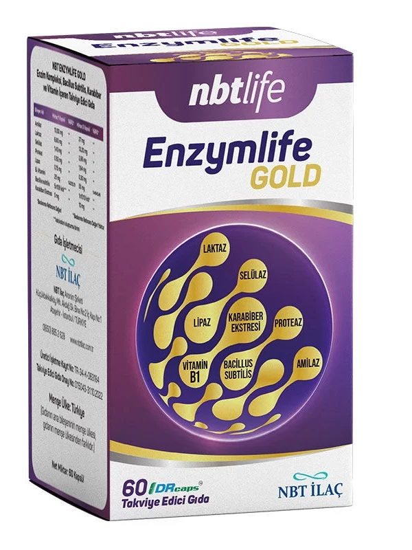 NBT Life Enzymlife Gold 60 Adet karabiber bacillus takviye gıda vitamin mineral saglik