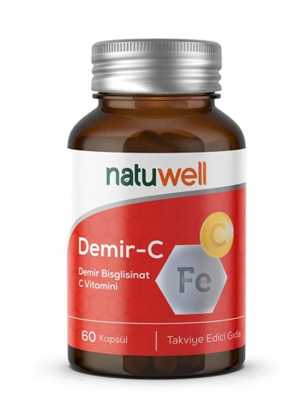 Natuwell Demir C Takviye Edici Gıda 60 Kapsül vitamin mineral multivitamin takviye saglik