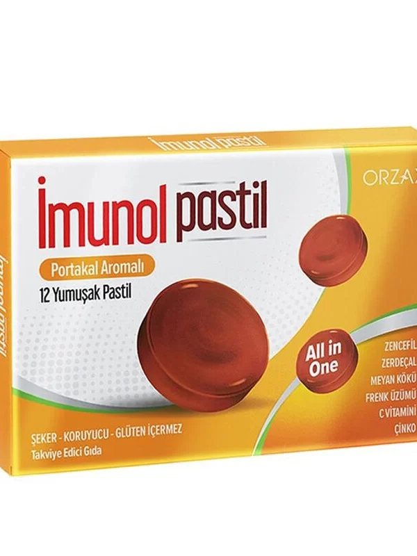 Orzax İmunol Pastil Portakal Aromalı 12 Yumuşak Kapsül saglik takviye vitamin pastil