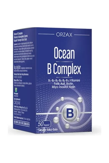 Orzax Ocean B Complex Takviye Edici Gıda 50 Kapsül vitamin multivitamin mineral saglik bvitamin