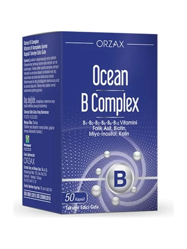 Orzax Ocean B Complex Takviye Edici Gıda 50 Kapsül vitamin multivitamin mineral saglik bvitamin