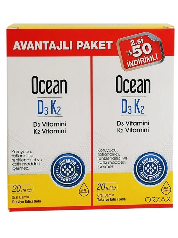 Orzax Ocean D3 K2 20 ml Takviye Edici Gıda Avantajlı Paket vitamin mineral saglik takviye d3k2