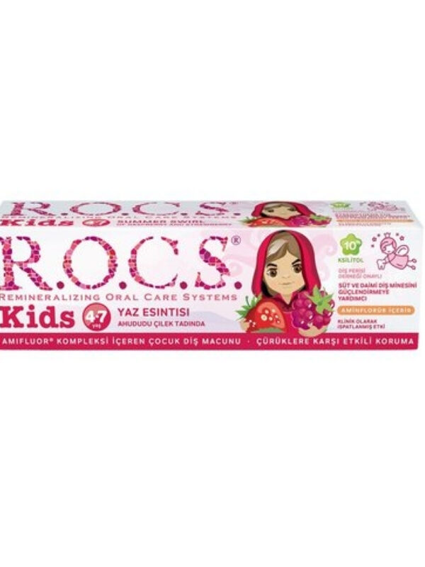 Rocs Kids 4-7 Yaş Çocuklar için Diş Macunu Ahududu Çilek Tadında 35 ml