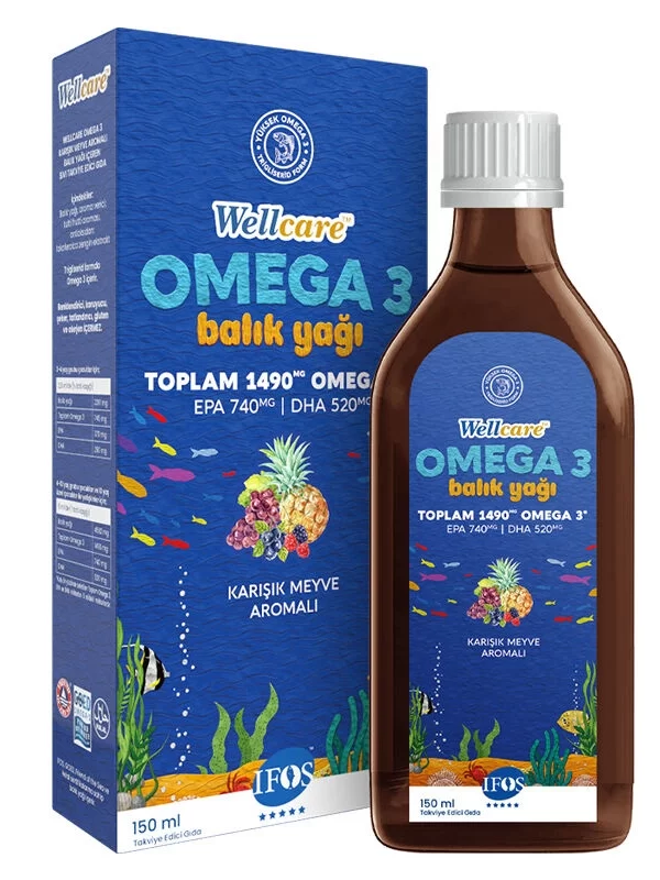 Wellcare Omega Balık Yağı Karışık Meyve Aromalı 150 mlvitamin takviye omega saglik