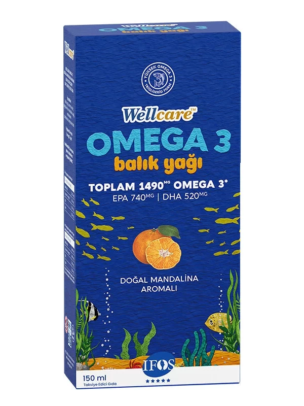 Wellcare Omega Balık Yağı Mandalina Aromalı 150 ml takviye vitamin mineral omega