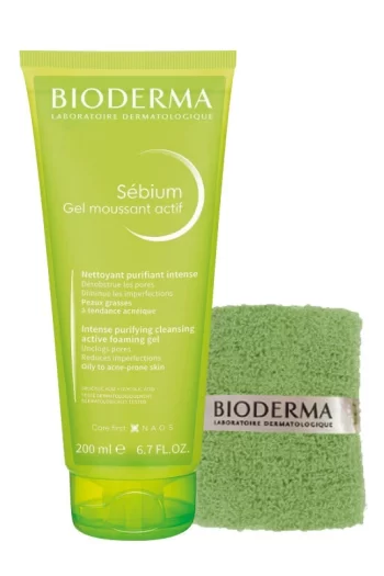 Bioderma Sebium Foaming Gel Active 200 ml Bilek Havlusu Hediye karma yagli cilt yuz temizlik