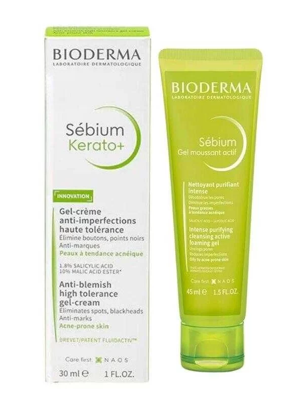 Bioderma Sebium Kerato+ Gel Cream 30 ml Sebium Foaming Gel Active 45 ml Hediye bakim krem güzellik yuz