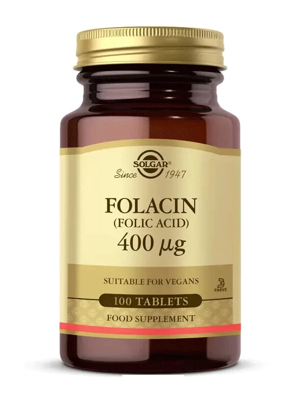 Solgar Folic Acid (Folacin) 400 mcg 100 Tablet vitamin takviye gıda sağlık