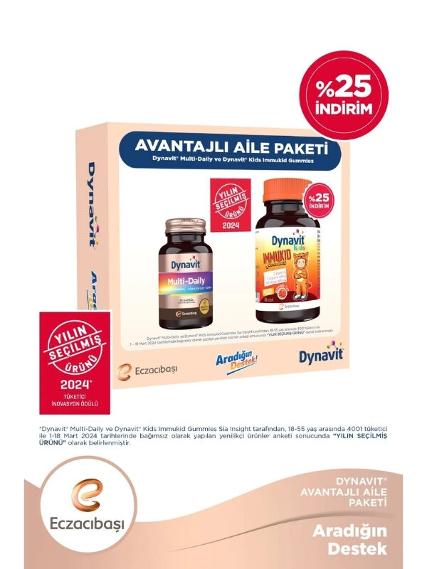 Dynavit Multi Daily & Dynavit Kids Immukid Gummies Avantajlı Aile Paketi