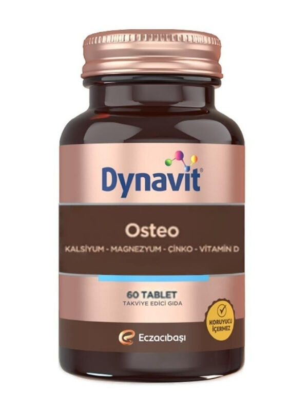 Dynavit Osteo 60 Tablet Kalsiyum Magnezyum Çinko Vitamin D3 vitamin mineral saglik