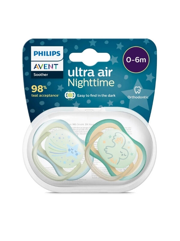 Philips Avent SCF376 18 Ultra Air Night Karanlıkta Parlar Gece Emziği 0-6 ay anne bebek emzik