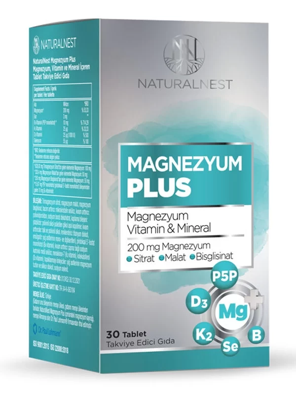 Naturalnest Magnesium Plus Takviye Edici Gıda 30 Tablet magnezyum takviye gıda sağlık indirim