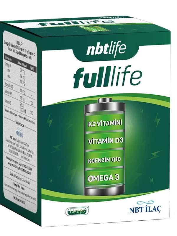 Nbt Life Fulllife Takviye Edici Gıda 30 Kapsül k2 vitamin vitamin d3 koenzim omega 3