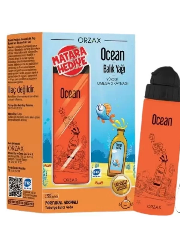 Ocean Balık Yağı Portakal Aromalı 150 ml Matara Hediyeli